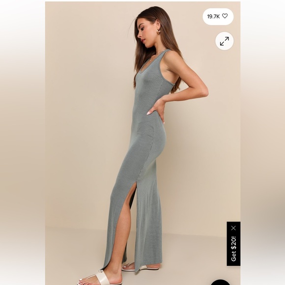 Lulus Dresses & Skirts - Lulus Relaxed But Not Least Sage Green Ribbed Sleeveless Maxi Dress - Size M
